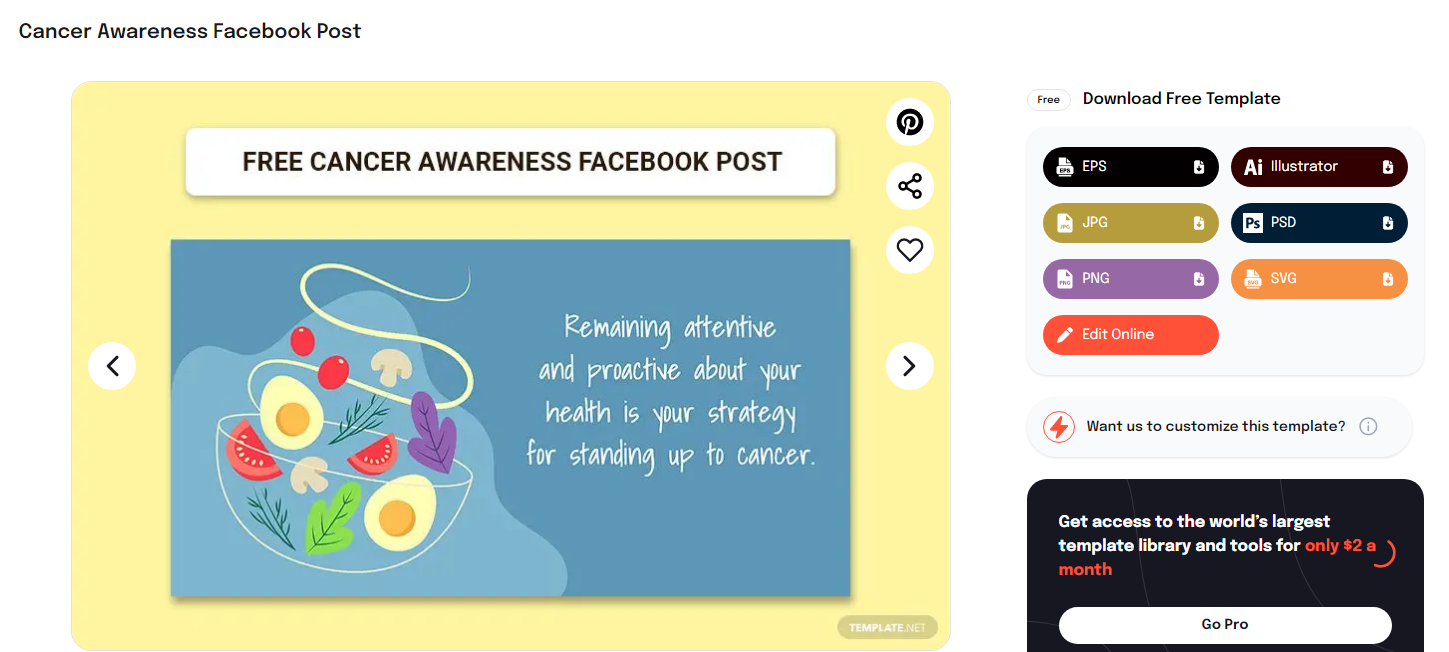 check out the premade cancer awareness facebook post template