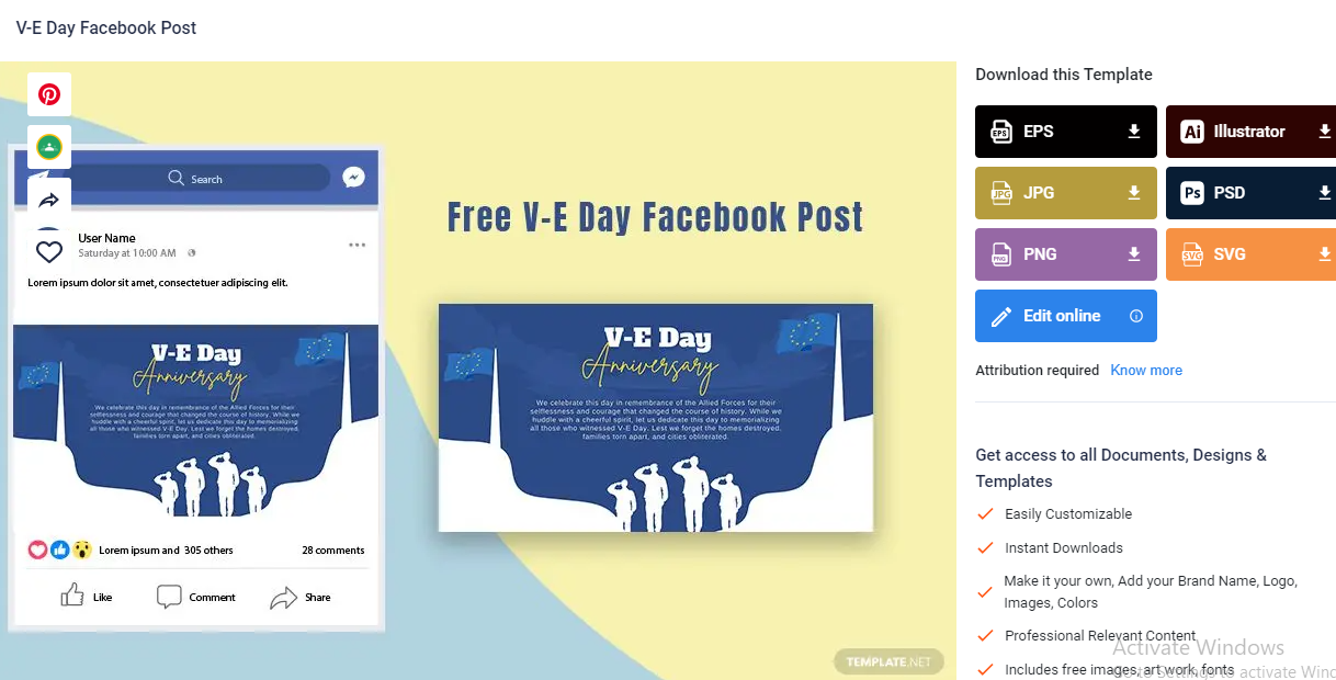 download a v e day facebook post template