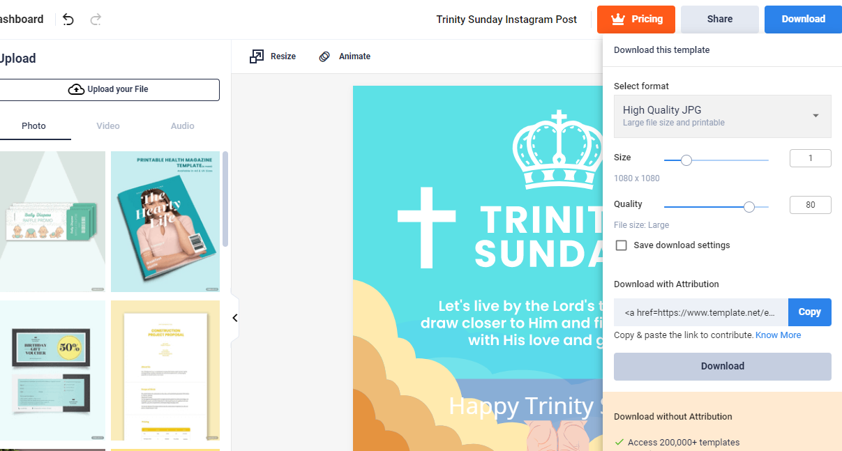 download the trinity sunday ig post template