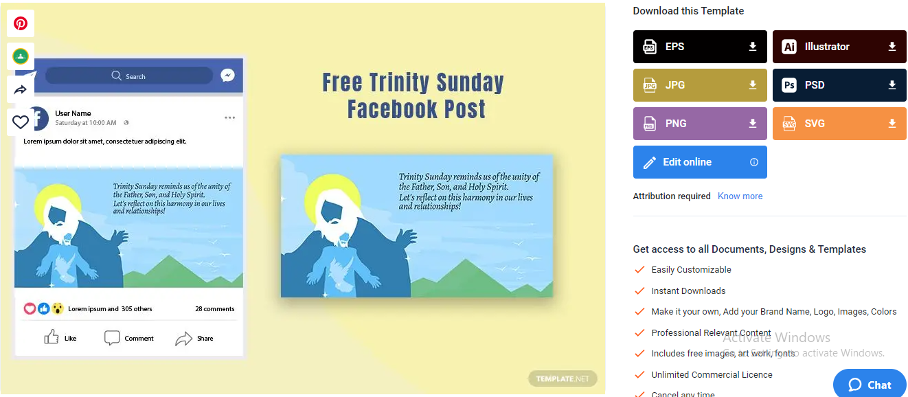 grab a trinity sunday facebook post template