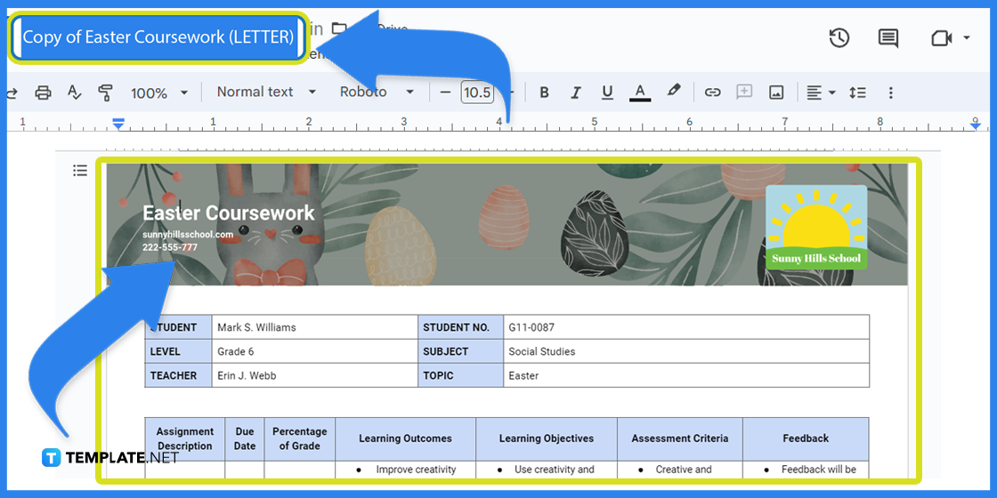 how to build easter coursework in google docs template example step