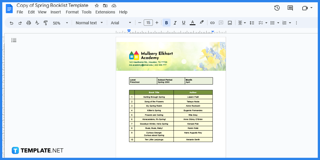 how to create spring booklist in google docs template example 2023 step