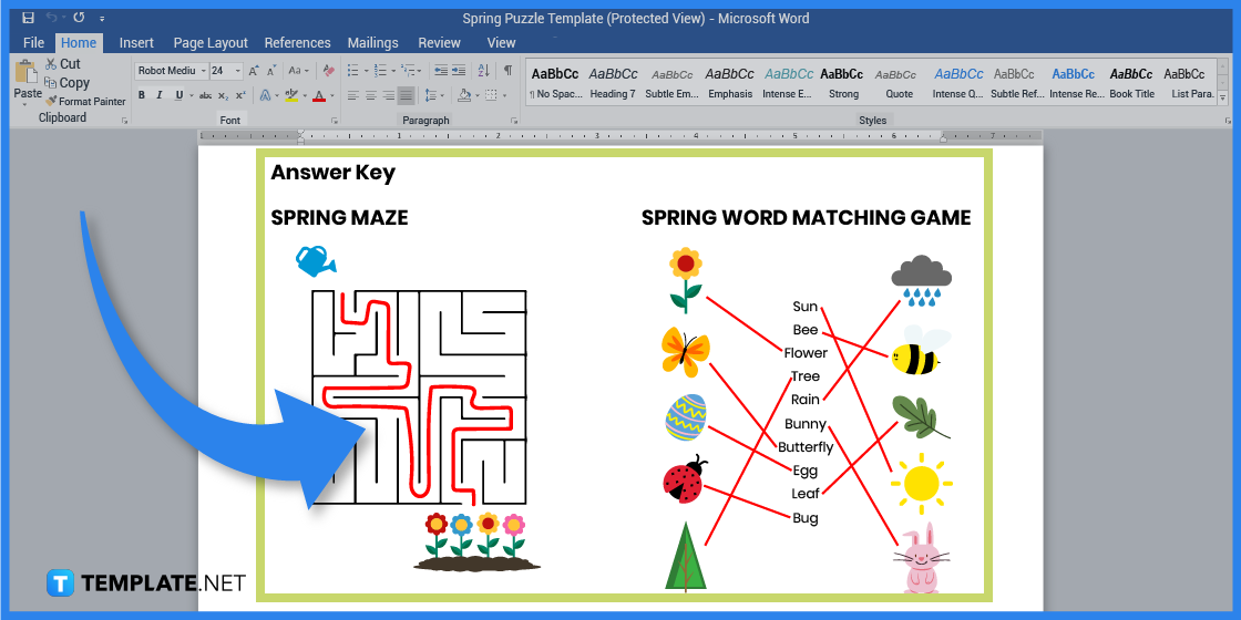 comment créer un puzzle de printemps dans l'exemple de modèle Microsoft Word 2023 étape