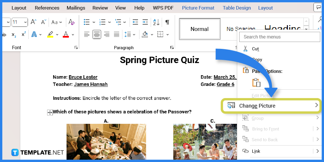 comment faire un quiz de printemps dans l'exemple de modèle Microsoft Word 2023 étape