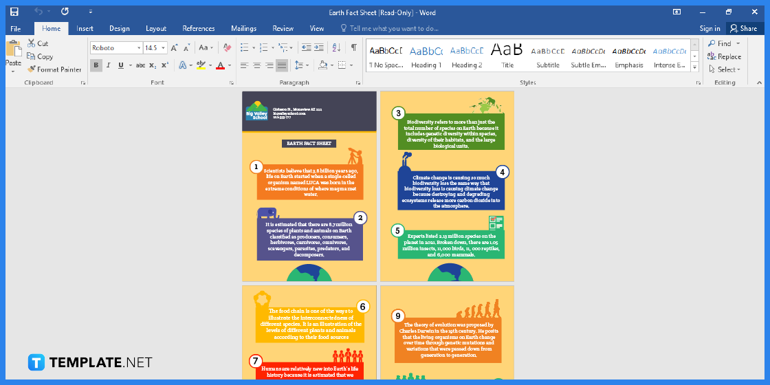 how to build earth fact sheet in microsoft word template example 2023 step
