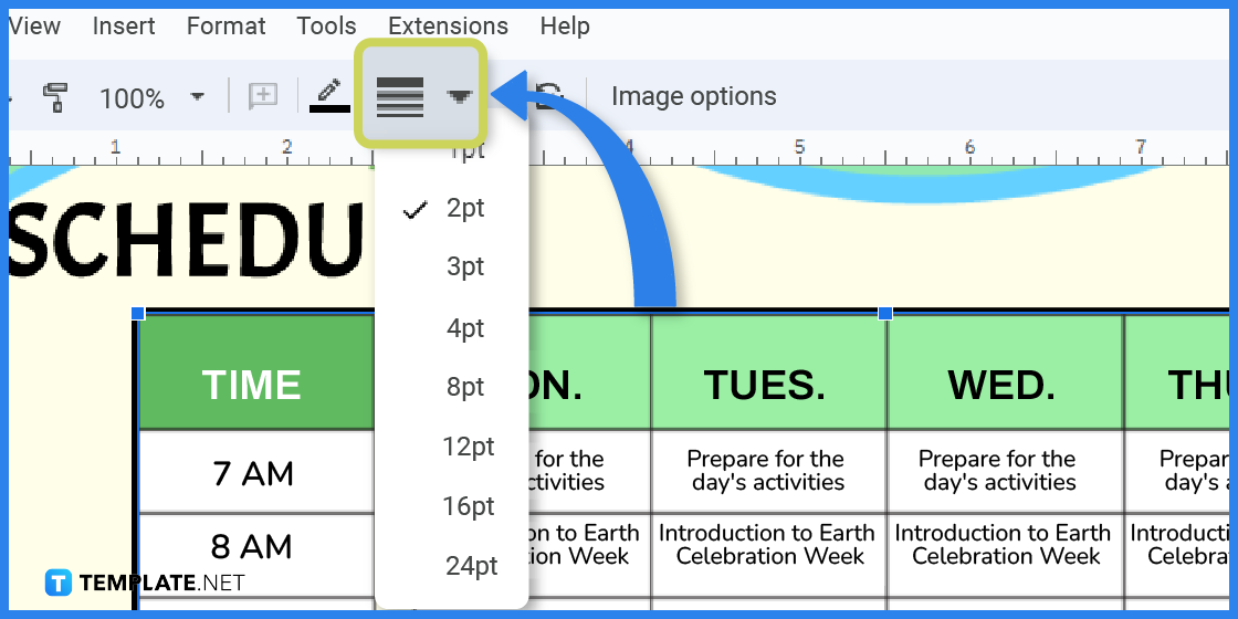 how to build an earth schedule in google docs template example 2023 step