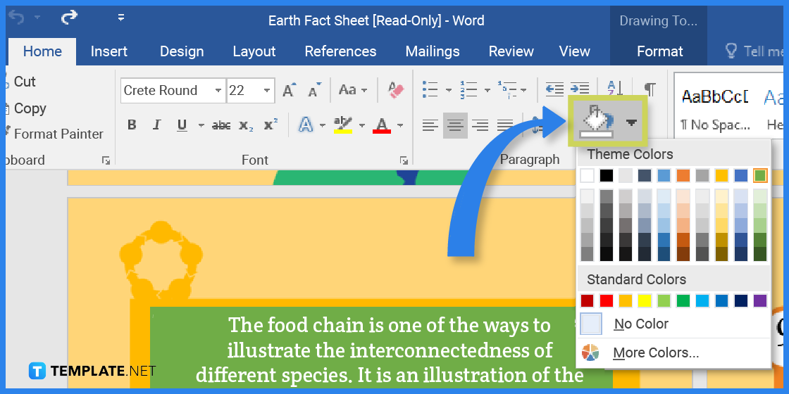 comment créer une fiche d'information sur la terre dans l'exemple de modèle Microsoft Word 2023 étape