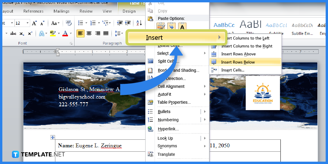 comment créer un guide de la terre dans l'exemple de modèle Microsoft Word 2023 étape