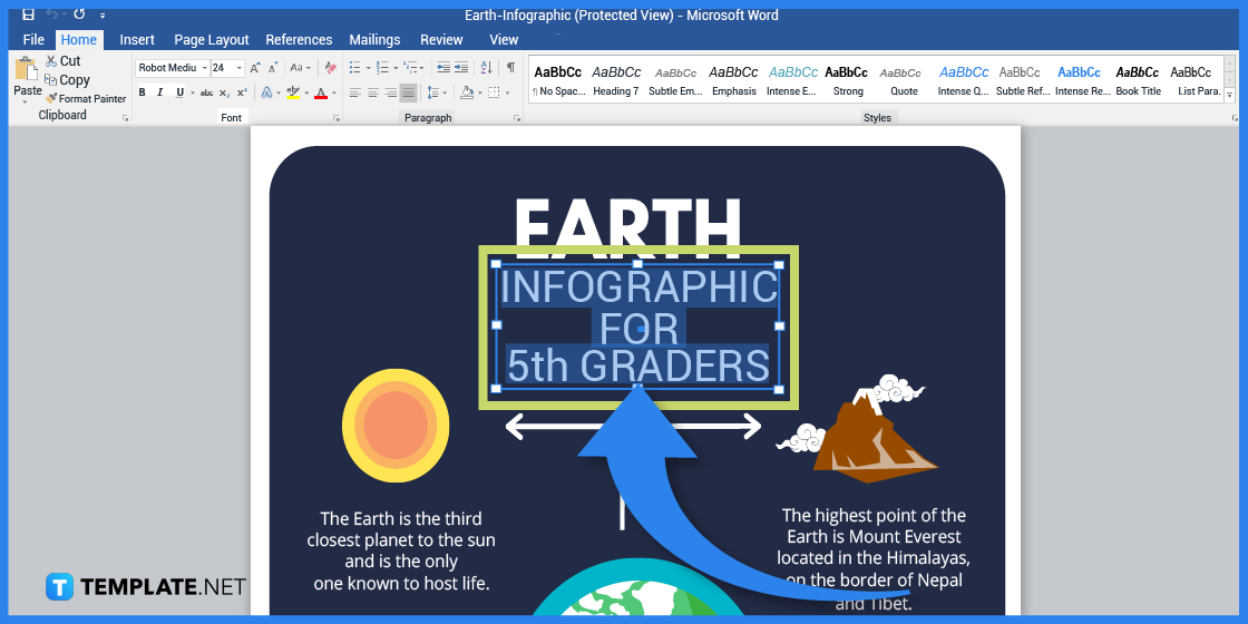 comment créer une infographie de la terre dans l'exemple de modèle Microsoft Word 2023 étape