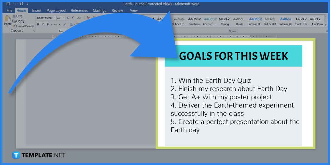 comment créer un journal de la terre dans l'exemple de modèle Microsoft Word 2023 étape