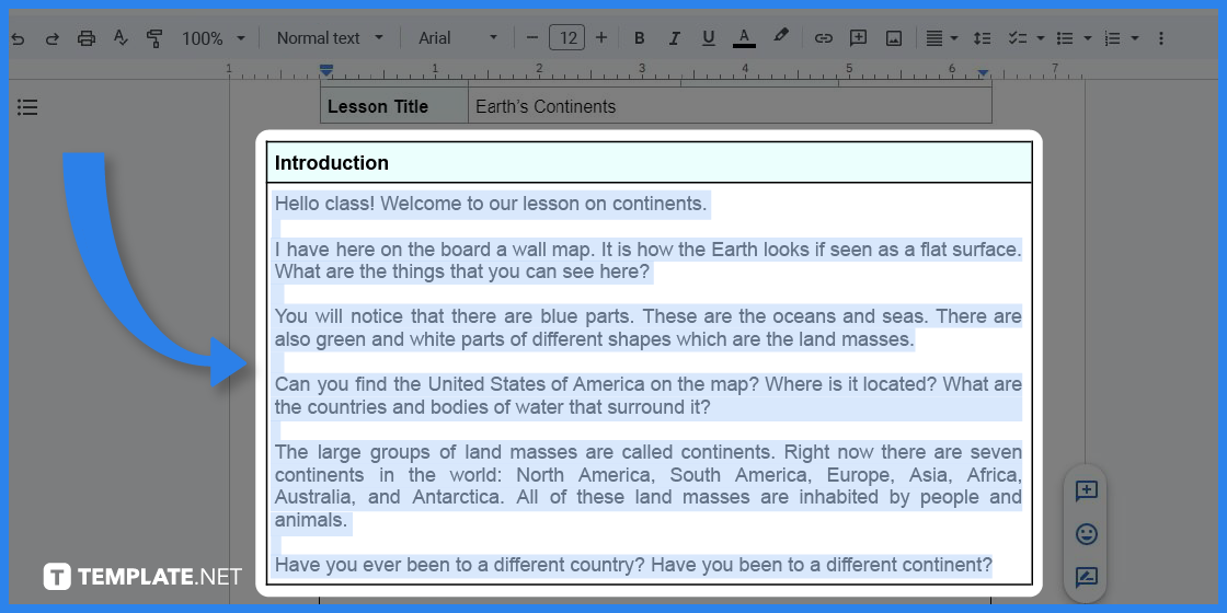 how to create an earth lesson in google docs template example 2023 step