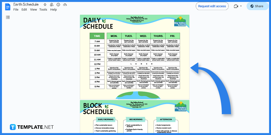 how to create an earth schedule in google docs template example 2023 step