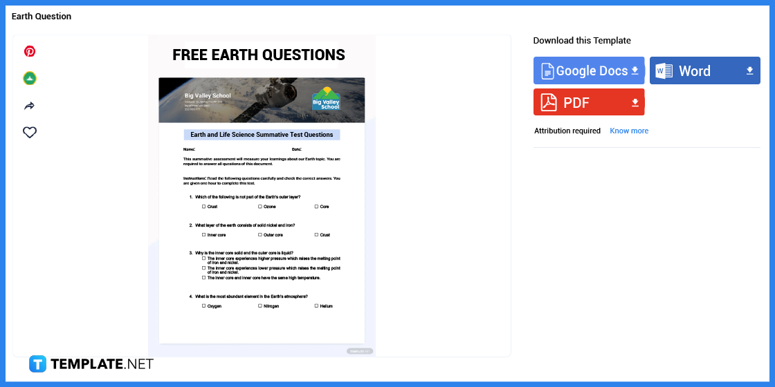 comment faire des questions sur la terre dans l'exemple de modèle Microsoft Word 2023 étape