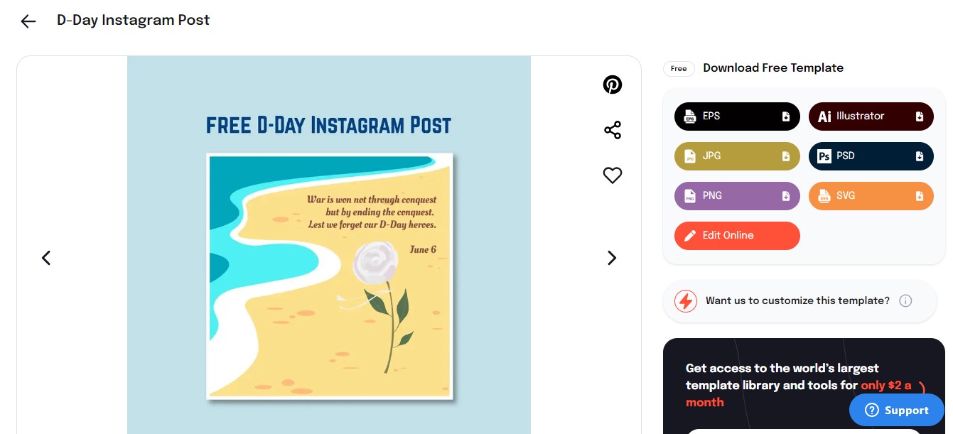 open the d day instagram post template