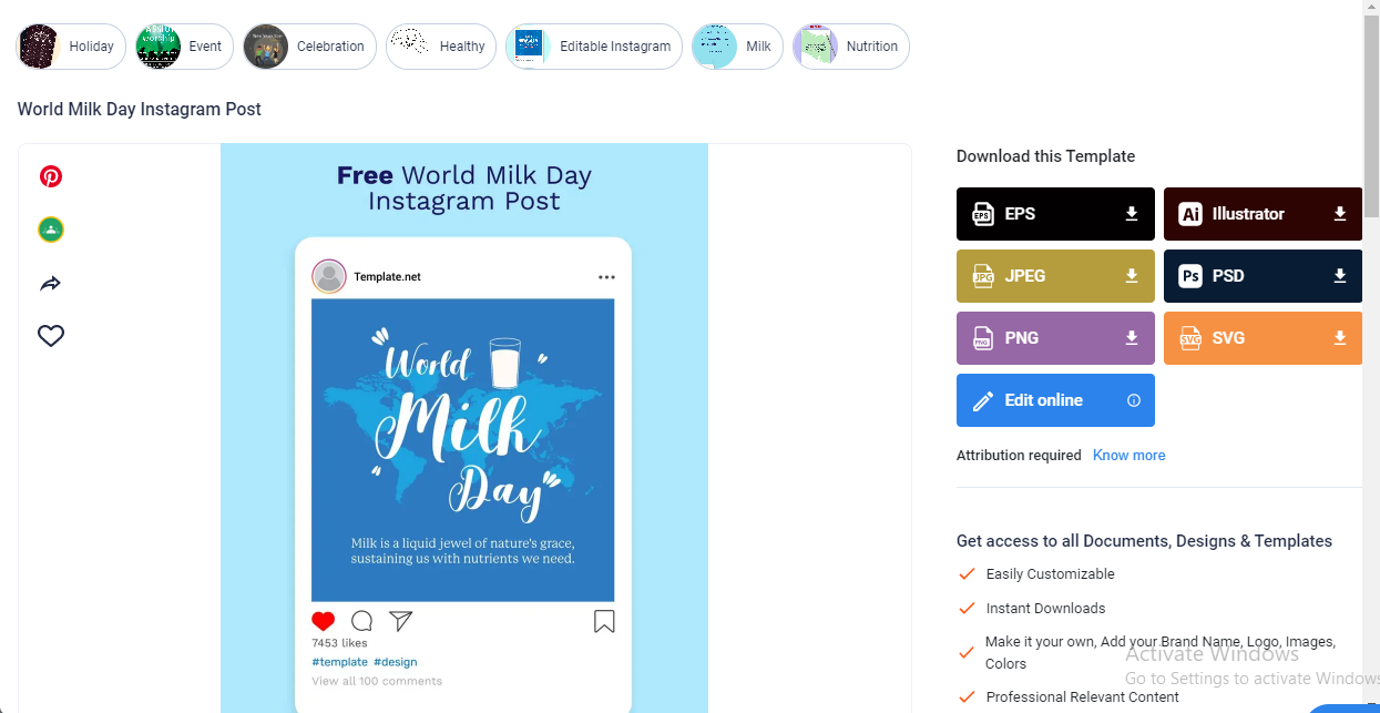 optimize a world milk day instagram post template