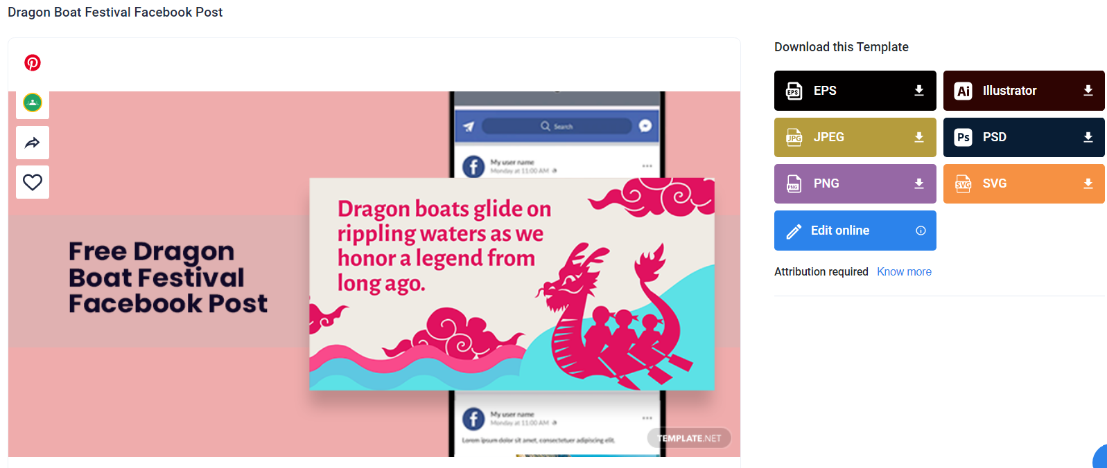 select a dragon boat festival facebook post template