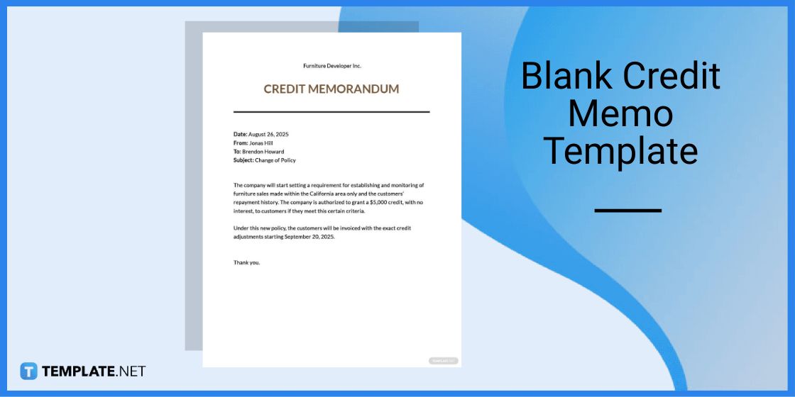 blank credit memo template