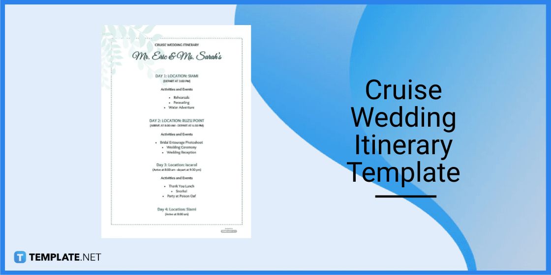cruise wedding itinerary template