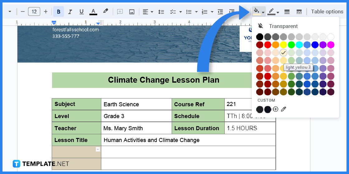 comment créer des leçons sur le changement climatique dans l'exemple de modèle google docs 2023 étape 10