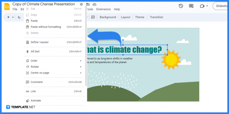 comment créer une présentation sur le changement climatique dans l'exemple de modèle google slides 2023 étape 5 788x