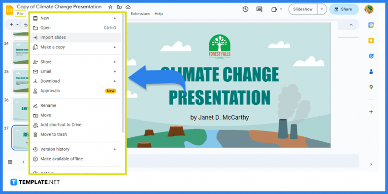 comment créer une présentation sur le changement climatique dans l'exemple de modèle google slides 2023 étape 9 788x