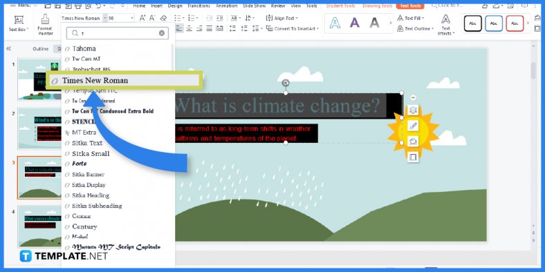 comment créer une présentation sur le changement climatique dans l'exemple de modèle de présentation PowerPoint 2023 étape 4 788x