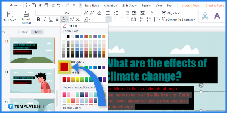 comment créer une présentation sur le changement climatique dans l'exemple de modèle de présentation PowerPoint 2023 étape 8 788x