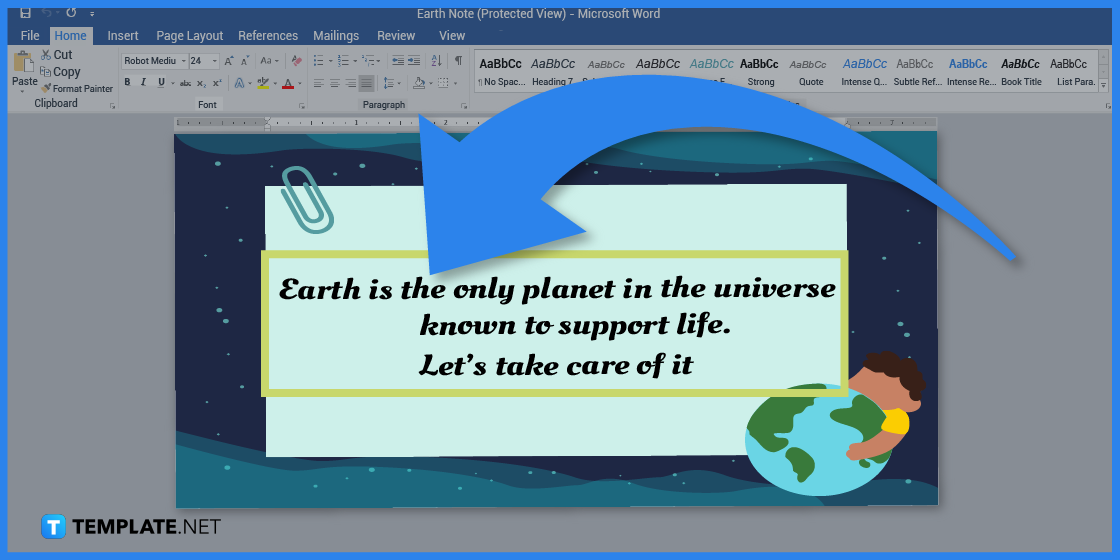 how to create earth note in microsoft word template example 2023 step