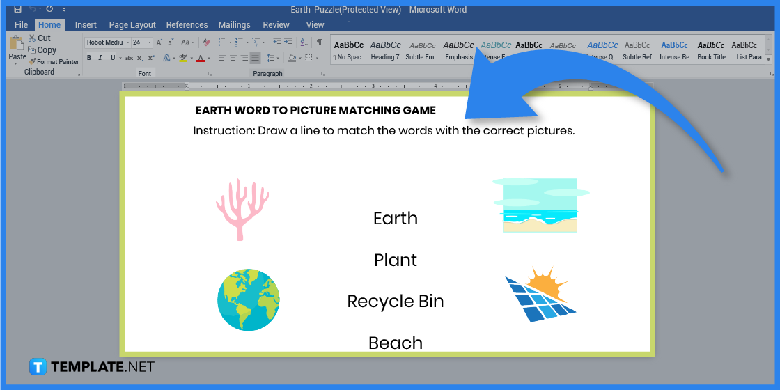 comment créer un puzzle de la terre dans l'exemple de modèle Microsoft Word 2023 étape