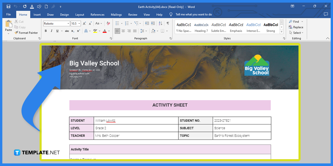 how to create an earth activity sheet in microsoft word template example 2023 step