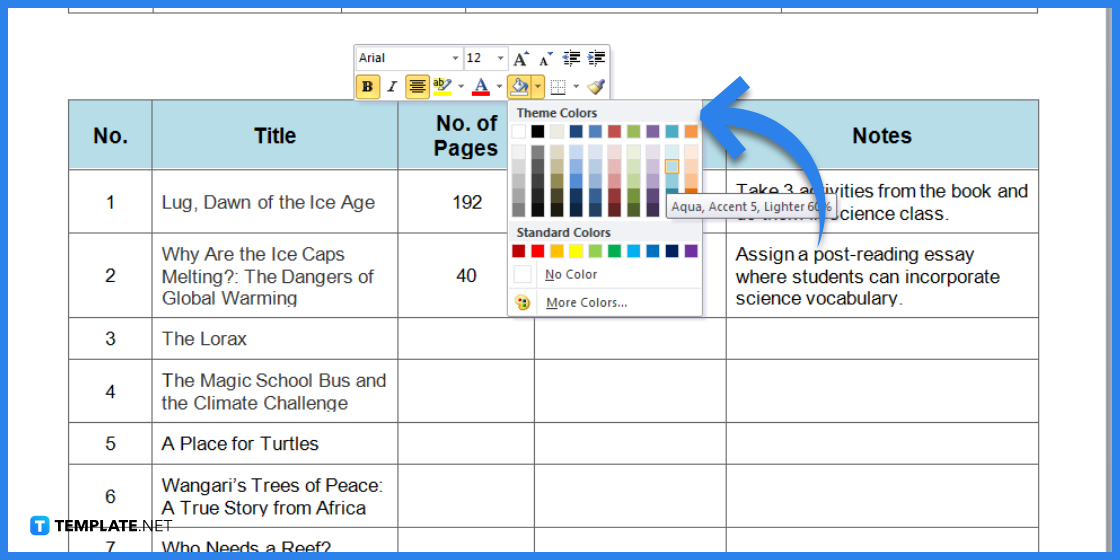 comment créer des listes de livres sur le changement climatique dans l'exemple de modèle Microsoft Word 2023 étape 10