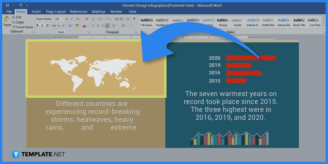 comment créer des infographies sur le changement climatique dans l'exemple de modèle Microsoft Word 2023 étape