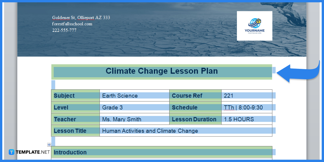 comment faire des leçons sur le changement climatique dans l'exemple de modèle Microsoft Word 2023 étape