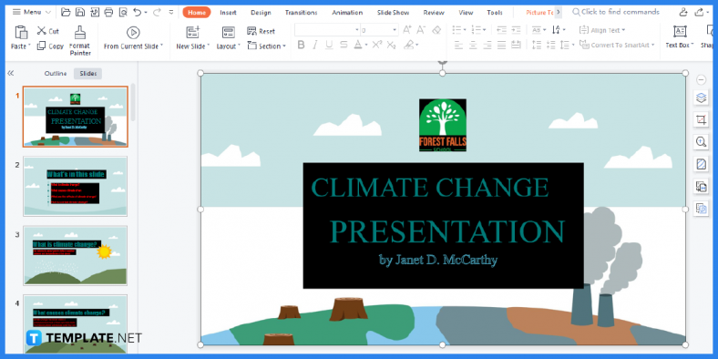comment faire une présentation sur le changement climatique dans l'exemple de modèle de présentation powerpoint 2023 étape 3 788x