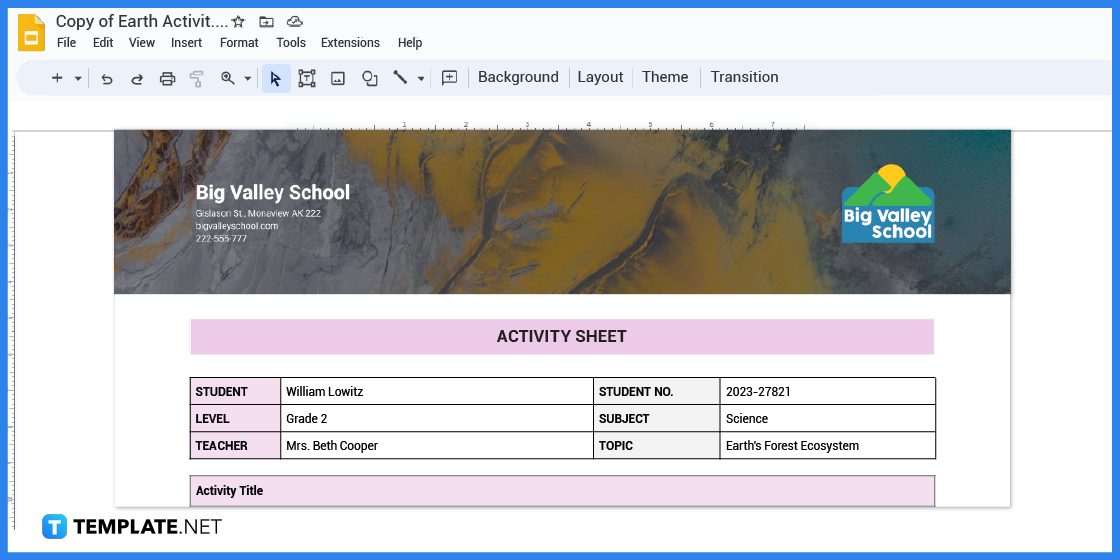 how to make an earth activity sheet in google docs template example 2023 step
