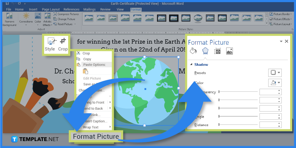 how to create earth certificate in microsoft word template example step