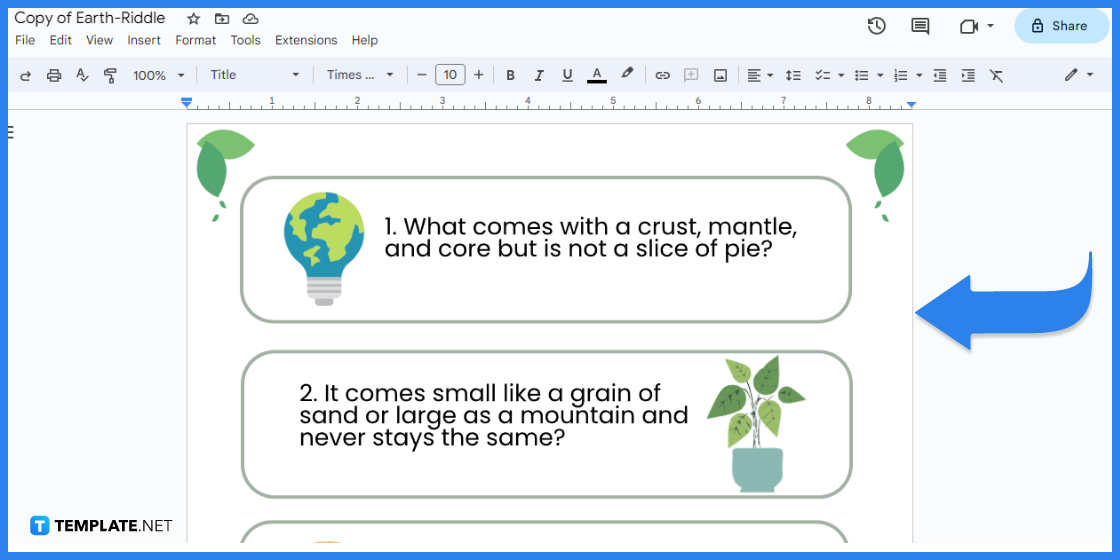 how to make an earth riddle in google docs template example 2023 step