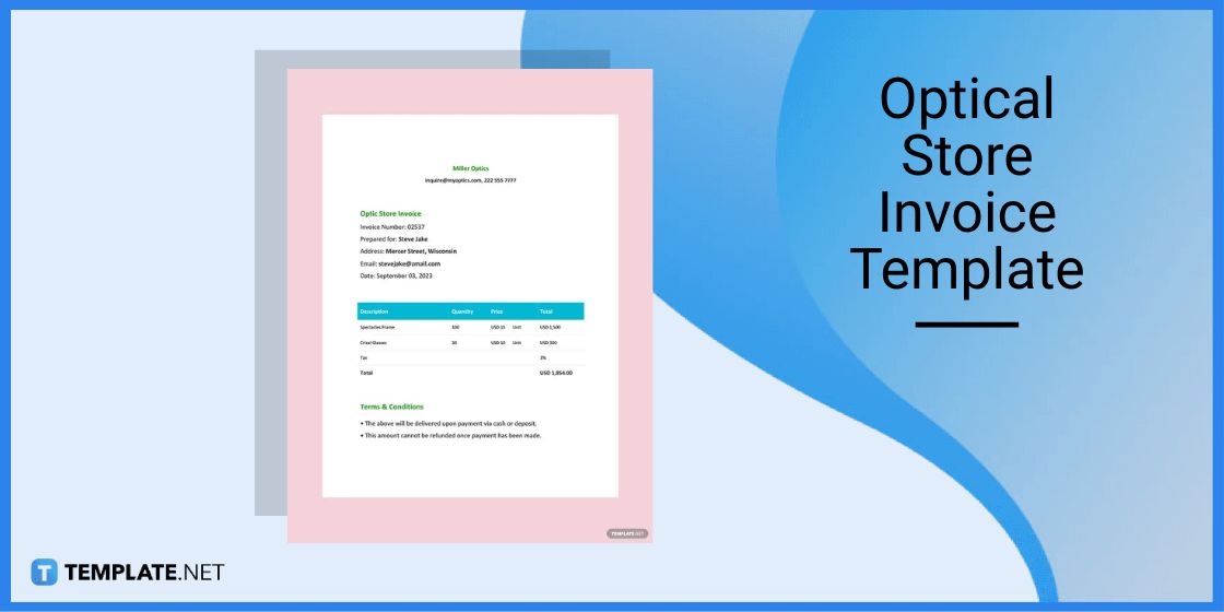 optical store invoice template