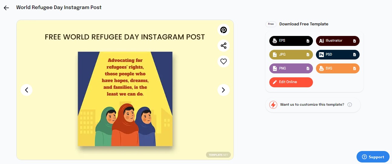 select a world refugee day instagram post template