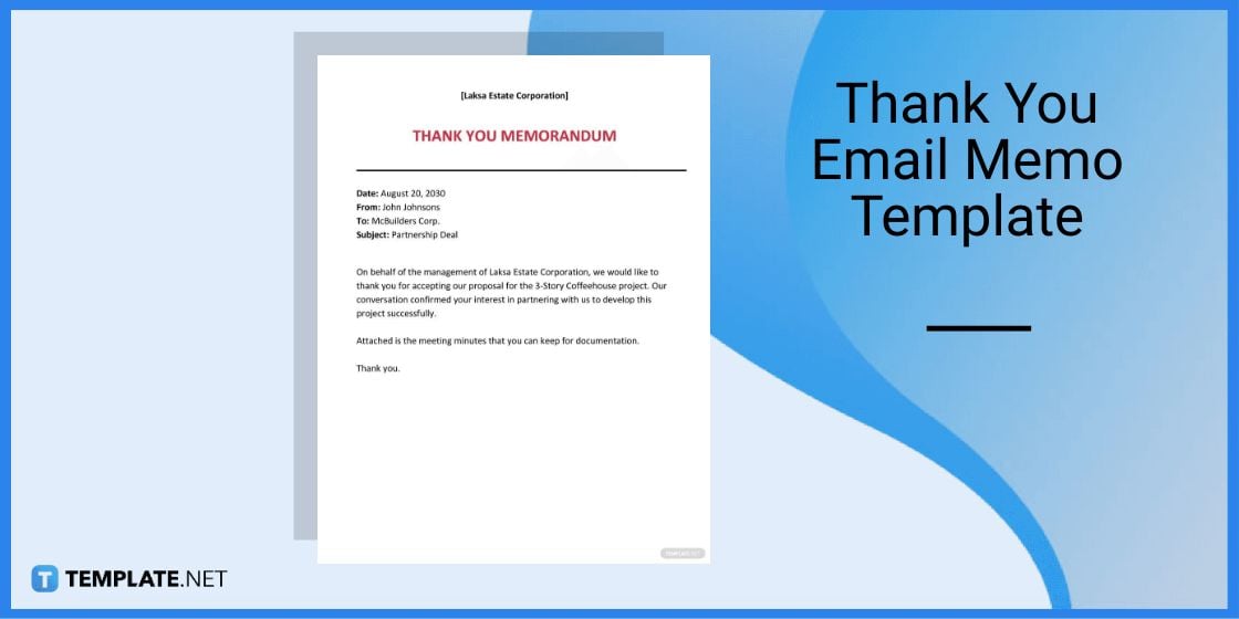 thank you email memo template