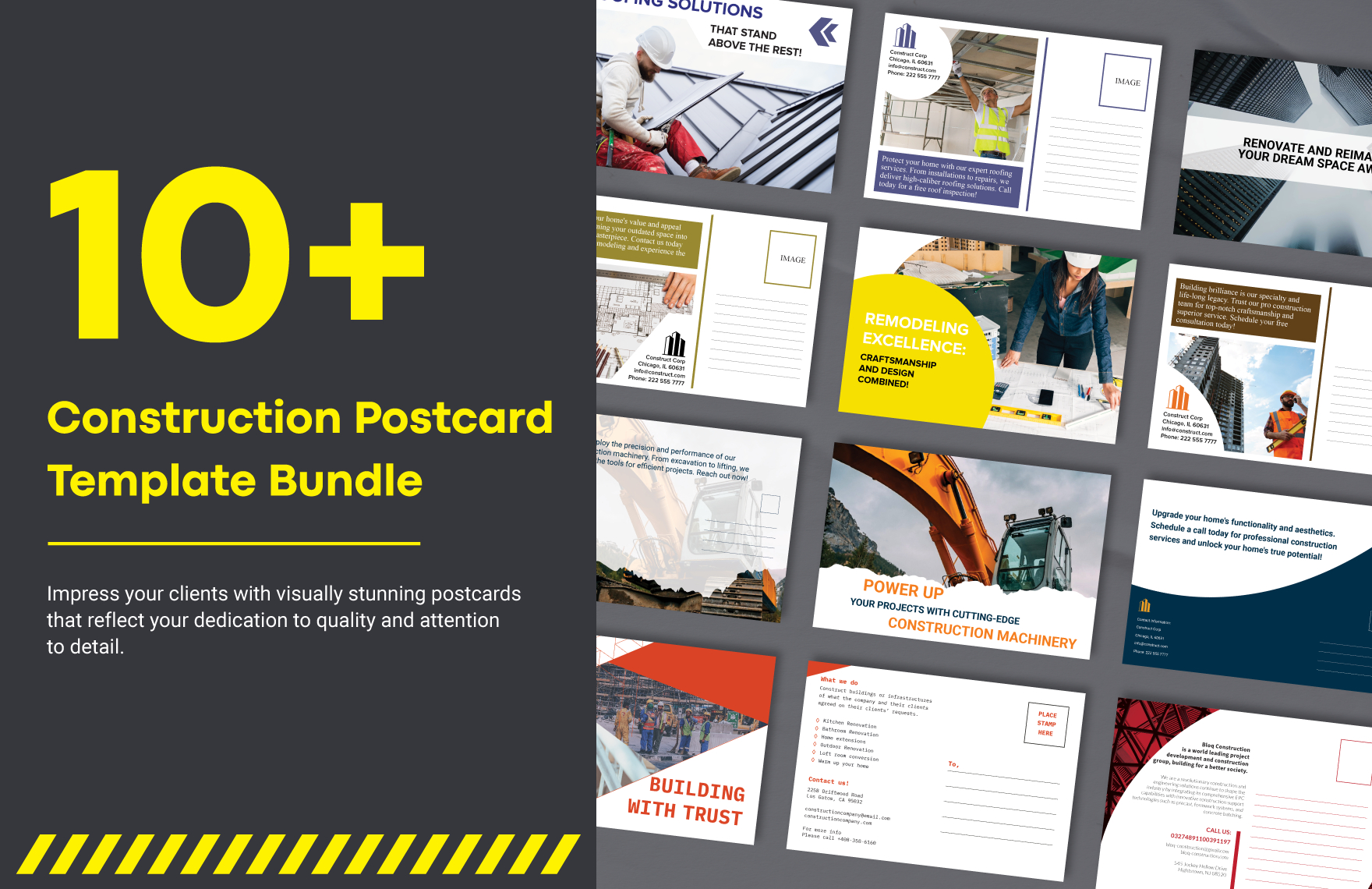 0 construction postcard template bundle