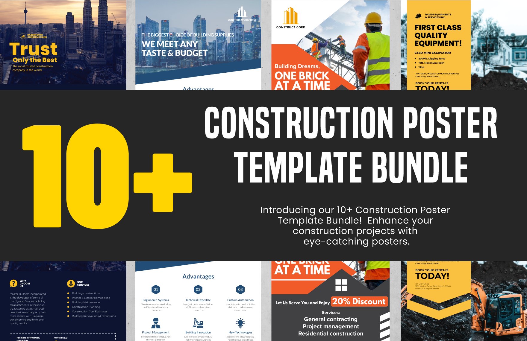 0 construction poster template bundle