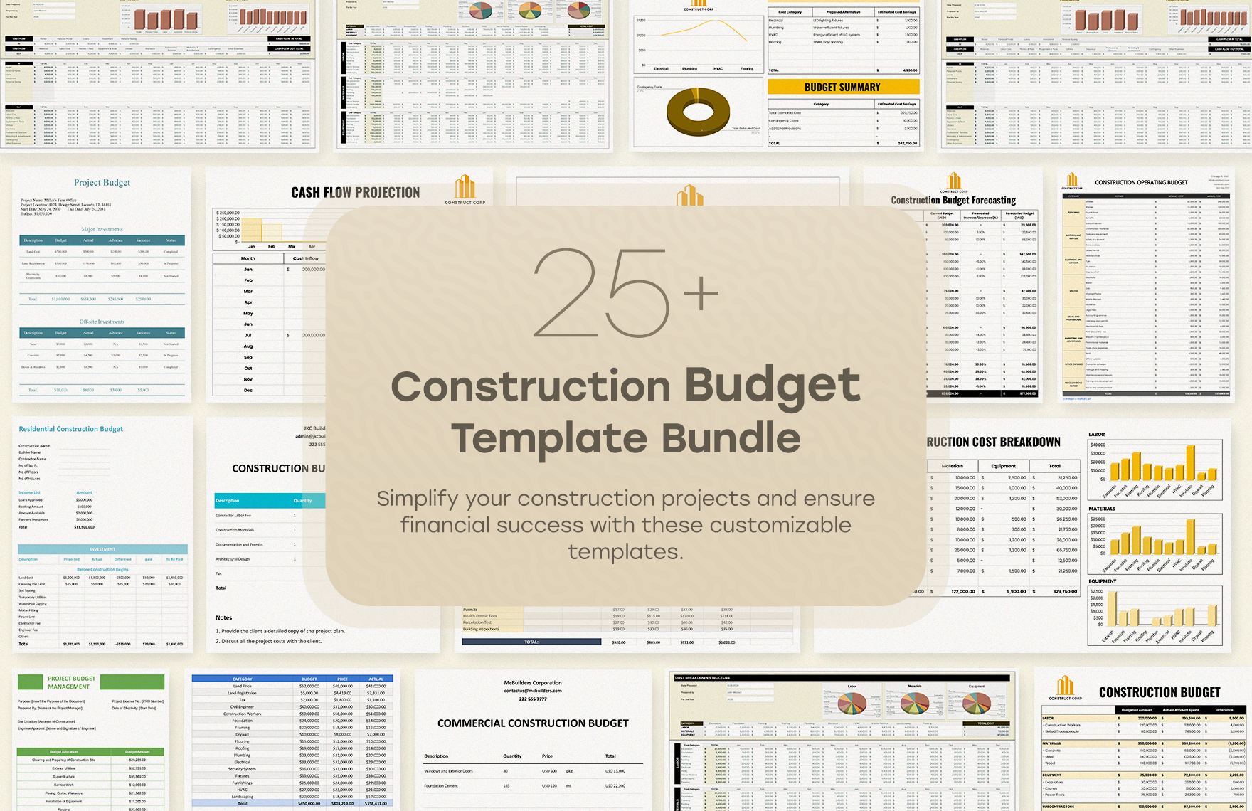 construction budget template bundle