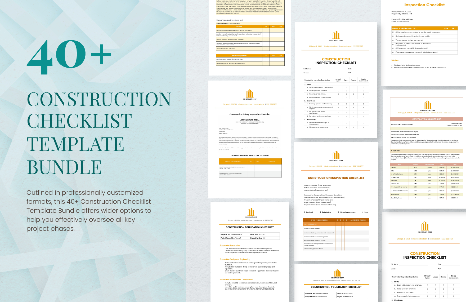 0 construction checklist template bundle