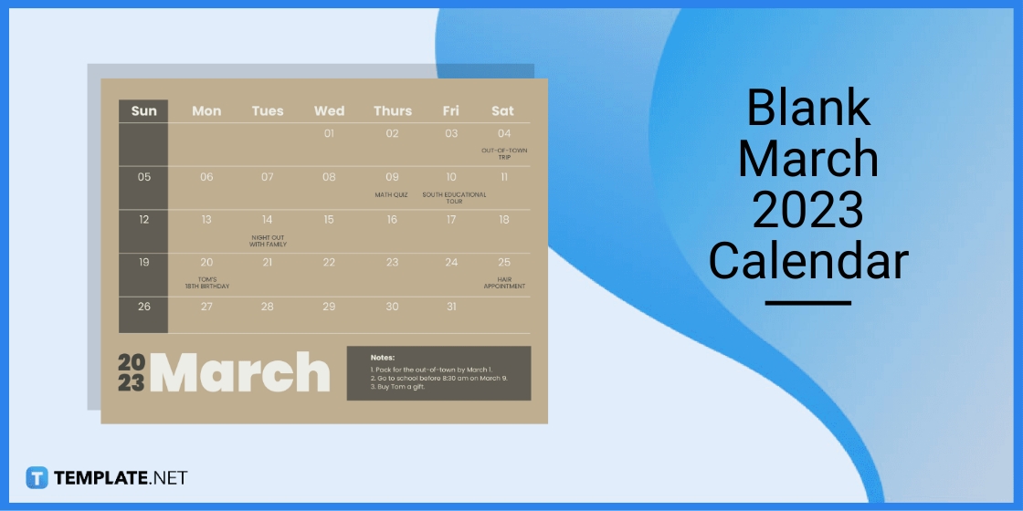 blank march 2023 calendar template