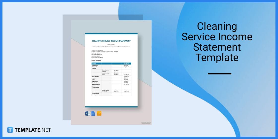 cleaning service income statement template