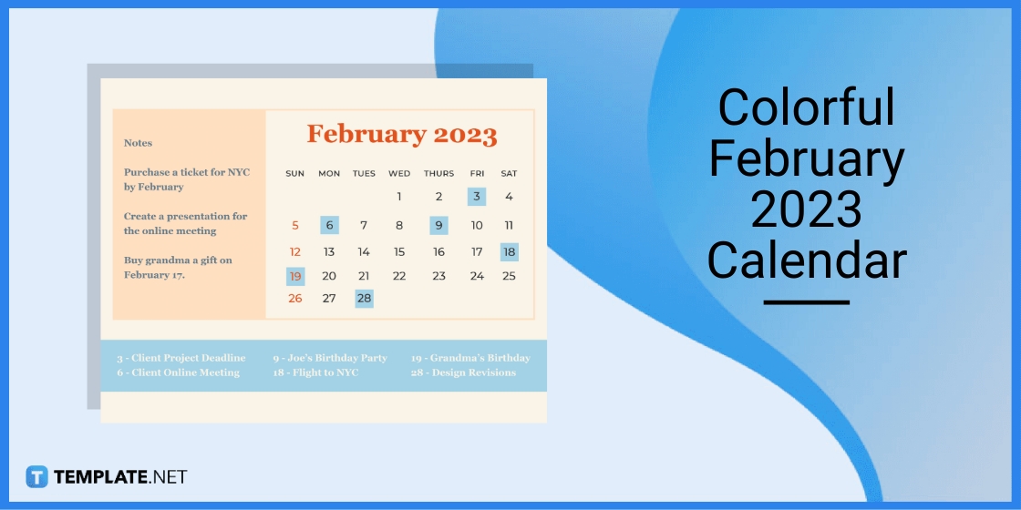 colorful february 2023 calendar template