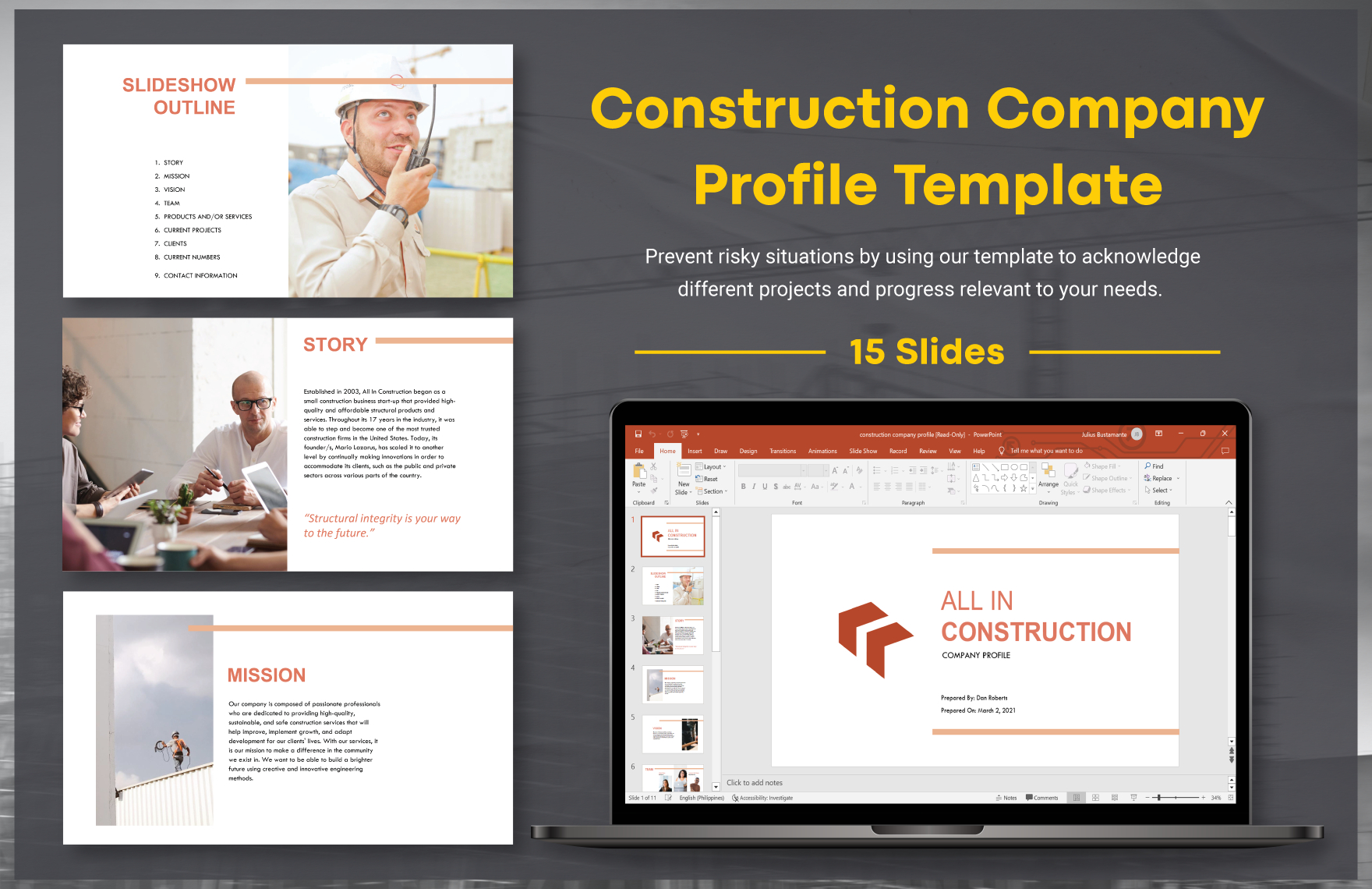 construction company profile ideas examples