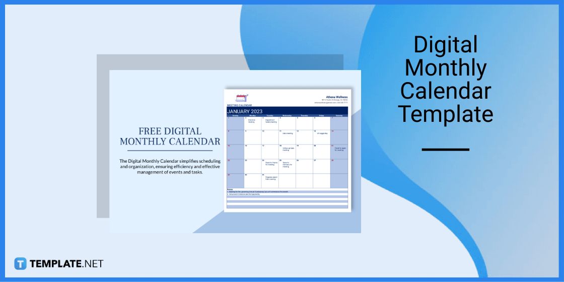 digital monthly calendar template
