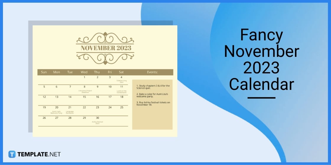 fancy november 2023 calendar template